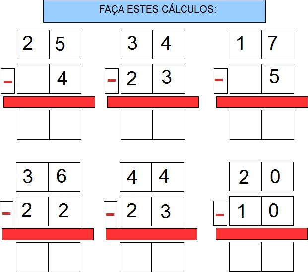Aprendendo com a Tia Debora: INCLUSÃO: CÁLCULOS DE SUBTRAÇÃO