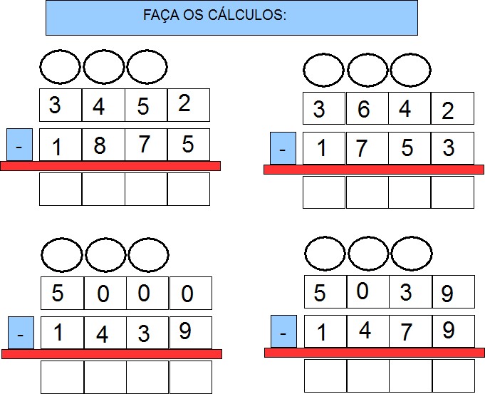 Aprendendo com a Tia Debora: INCLUSÃO: CÁLCULOS DE SUBTRAÇÃO