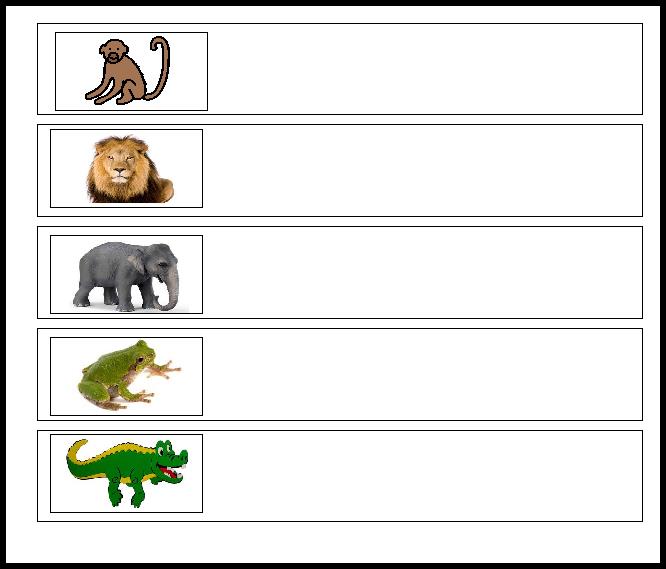 INCLUSÃO TRABALHO AS LISTAS DE PALAVRAS NOME DOS ANIMAIS