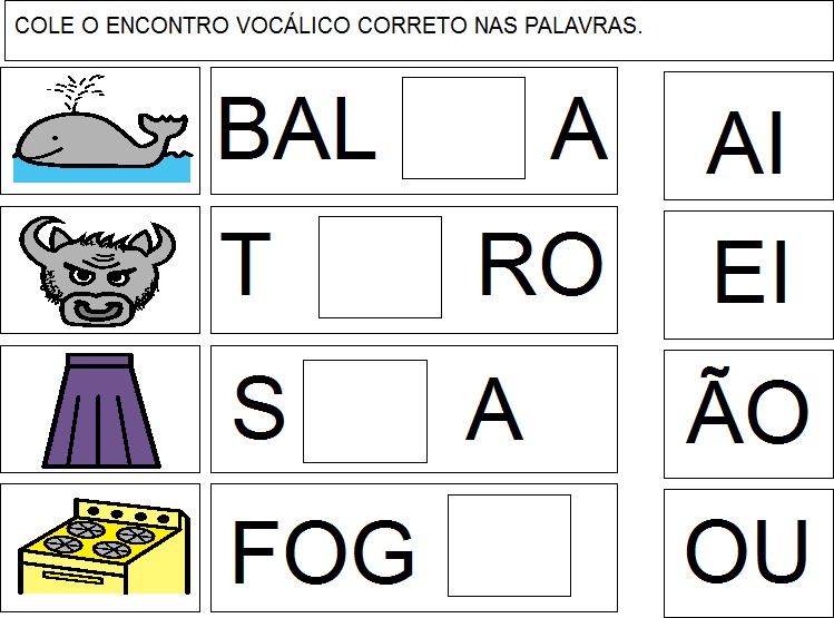 InclusÃo Complete As Palavras Com Os Encontros VocÁlicos Corretos