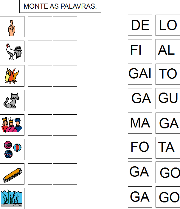 INCLUSÃO: JUNTE AS SÍLABAS PARA FORMAR AS PALAVRAS ...